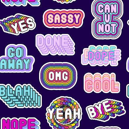 Seamless pattern with sassy comic style words 