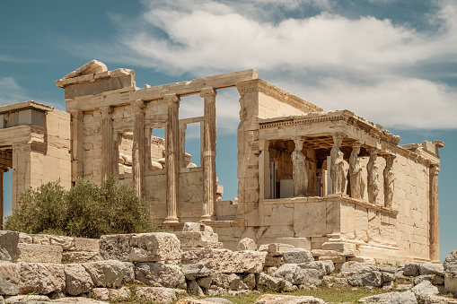 The Caryatids of the Erechtheion,  Acropolis, Athens, Greece.