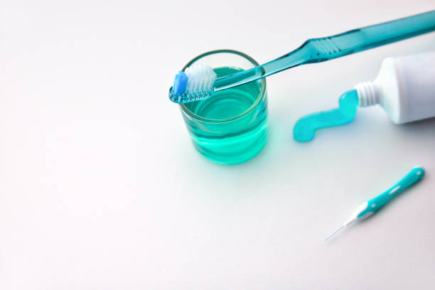 istock Products and tools for cleaning the mouth elevated 1134493111