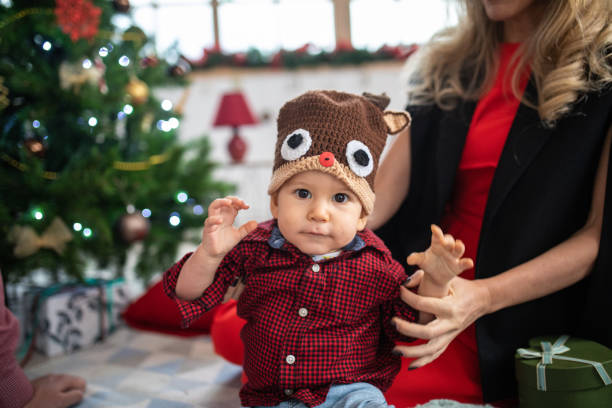 istock Cute Toddler boy with knitted cap 1134493217