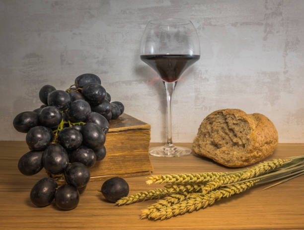 istock A wheat bread and red grapes with wine 1134493958