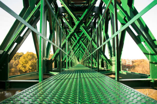 istock Metal structure of railway bridge with vanishing point 1134494591