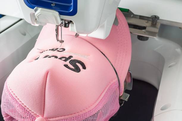 istock Embroidery machine and hat on the hoop 1134496020