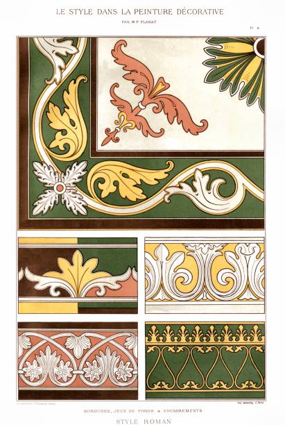 illustrations, cliparts, dessins animés et icônes de style romain-bordures, arrière-plans et cadres, de la peinture décorative 1892 - xième siècle