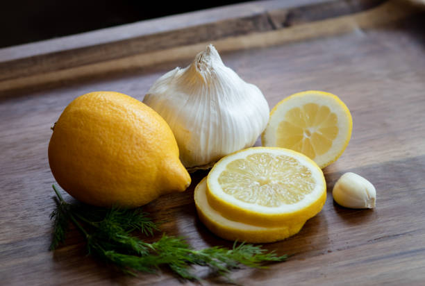 istock fresh ingredients including lemon garlic and dill in kitchen 1134498905