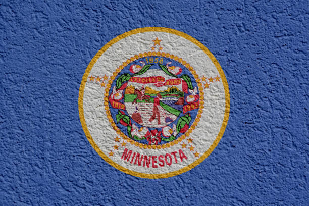 istock US State Politics Or Business Concept: Minnesota Flag Wall With Plaster, Texture 1134500548