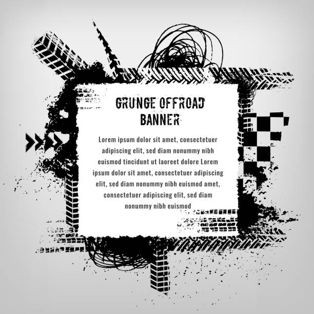 ilustraciones, imágenes clip art, dibujos animados e iconos de stock de grunge tire banner - mud spray rally car racing 4x4