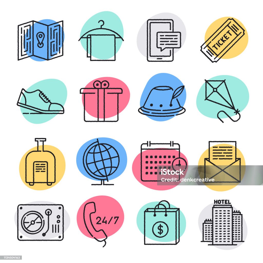 Event Licenses & Season Tickets Doodle Style Vector Icon Set Modern event licenses and season tickets doodle style concept outline symbols. Line vector icon sets for infographics and web designs. Transportation stock vector