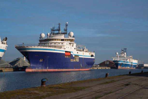 Boats in an industrial port