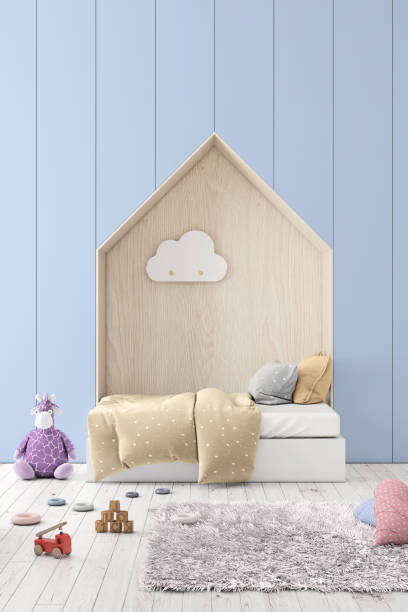 istock Kids room interior with blank wall 1134505709