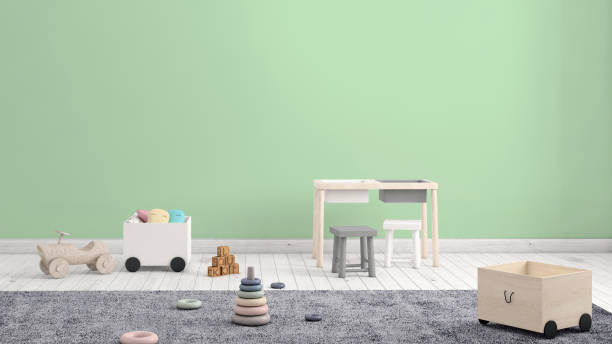 istock Kids room interior with blank wall 1134505711