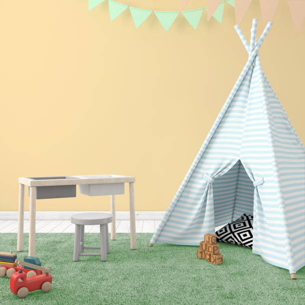 istock Kids room interior with blank wall 1134506229