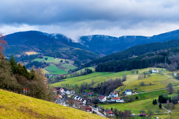 istock Germany, Impressive black forest covered mountains and small village houses 1134506600