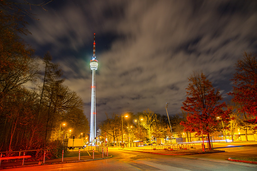 Germany, Stuttgart television tower in the night