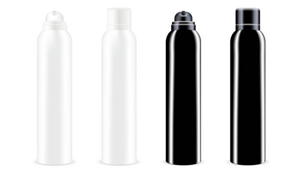 istock Black and white aerosol spray metal bottles set 1134507575