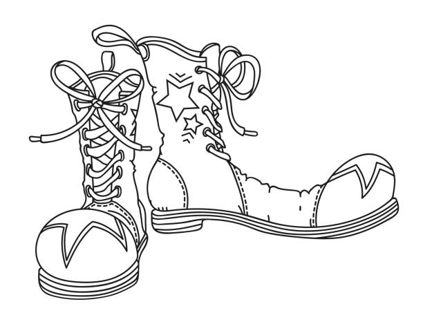 Clowns Shoes Outline Vector Illustration Stock Illustration - Download  Image Now - Circus, Clown, Coloring Book Page - Illlustration Technique -  iStock