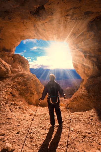 istock A man in mainsails and caves, sunset 1134511274