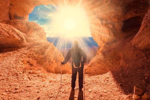 istock A man in mainsails and caves, sunset 1134511298