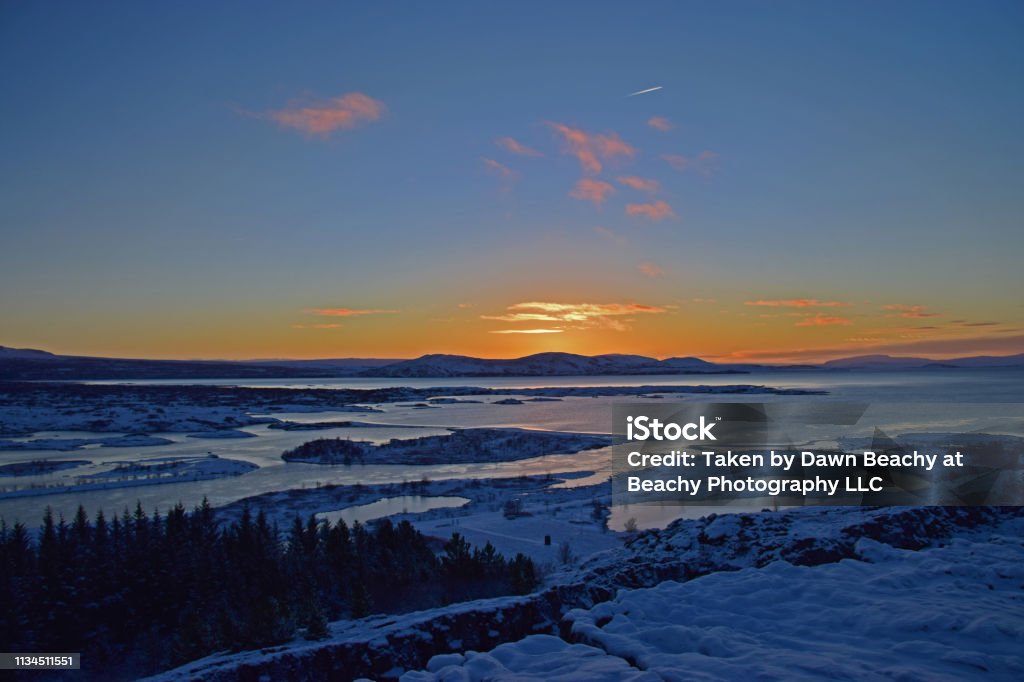 Sunset in Iceland Alpine climate Stock Photo