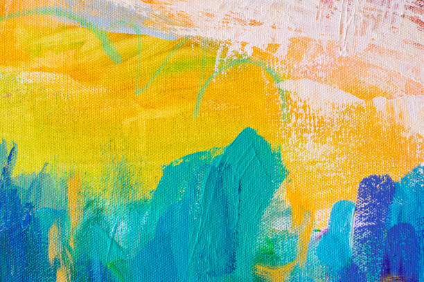 sfondo artistico astratto dipinto a mano su tela - tempera painting splattered paint painting foto e immagini stock
