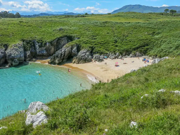 Scenic coastline at Cabo de Mar, between Llanes and Ribadesella, Asturias, northern Spain