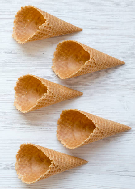 istock Wafer cups for ice cream, overhead view. From above, top view. 1134519173
