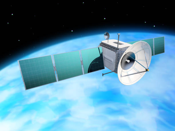 istock Meteo satellite in space on Earth background. 1134521860