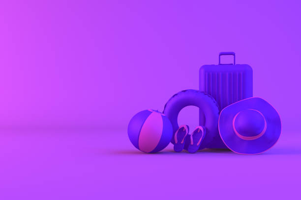 istock 3D Minimal Summer and Travel Concept with neon colors 1134521865