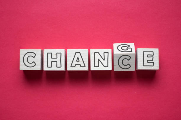 Wooden cube with word change to chance for personal development, career growth or change yourself concept