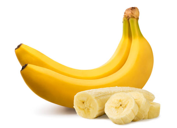 istock Two ripe bananas and brushed pieces close up on a white. Isolated 1134524290