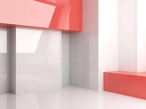istock Room with shiny geometric installation, 3d 1134525077