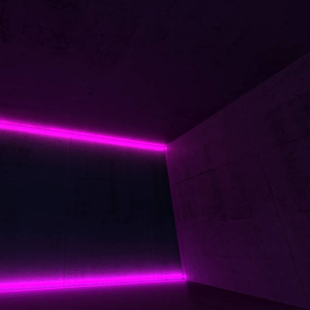 istock 3d concrete room with purple neon lights 1134525220