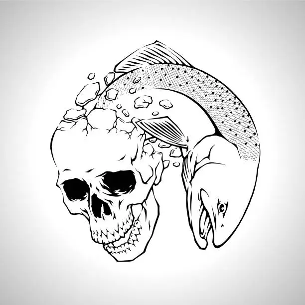 Vector illustration of Steelhead Skull