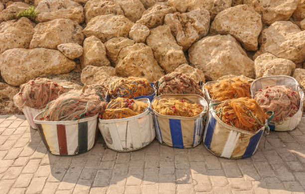 istock Containers full of fisherman's nets. 1134526351