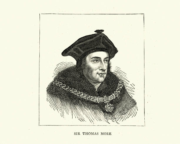 ilustraciones, imágenes clip art, dibujos animados e iconos de stock de sir thomas more, concejal de enrique viii - tudor style illustrations