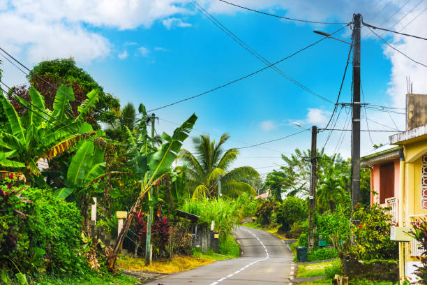 Picturesque street in Guadeloupe stock photo