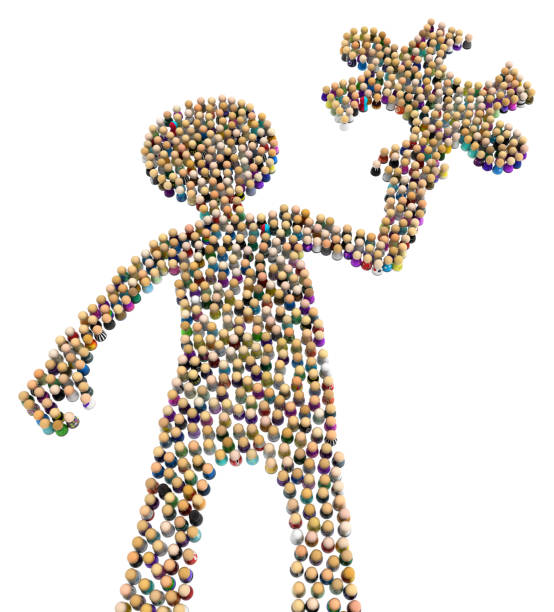 istock Cartoon Crowd Figure, Puzzle Holding 1134530992