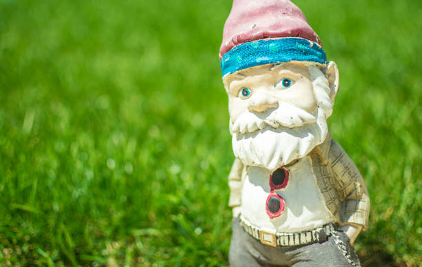istock Garden gnome posing with a grass background 1134531390