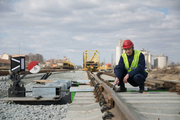 istock Railroad worker working on the train truck 1134533389