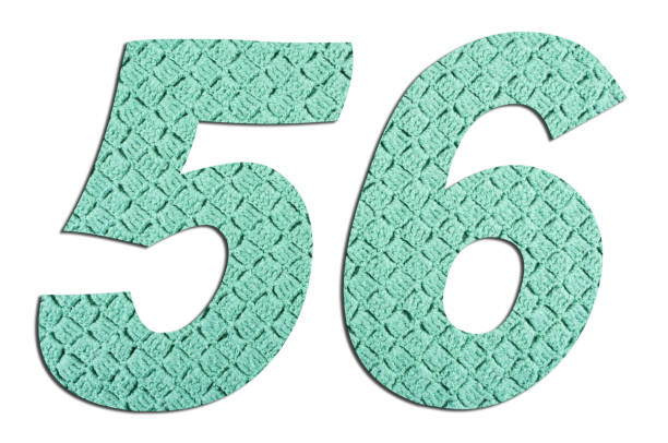 istock Number 56  with hand knitted texture on white background 1134534243