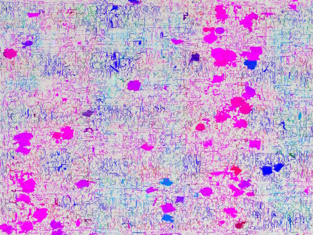 The pattern which was left behind after the removal of ceramic tiles from a wall, with saturated colours.