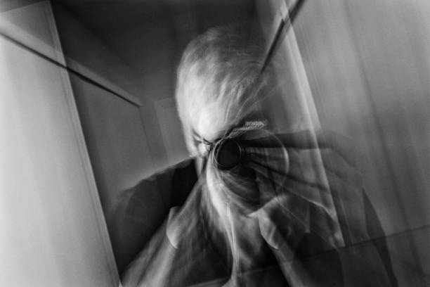 istock Extreme Abstraction: Photographer's Self Portrait in Black and White 1134537293