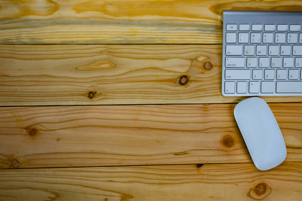 istock top view of working desk table with keybord, mouse 1134549800