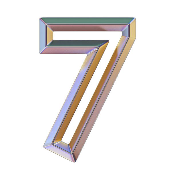 istock Chrome font with colorful reflections Number 7 SEVEN 3D 1134557691