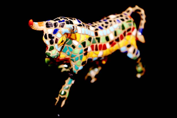 istock Bull model made with small mosaic tiles on clay 1134561259