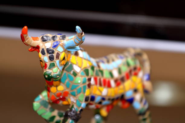 istock Bull model made with small mosaic tiles on clay 1134561271