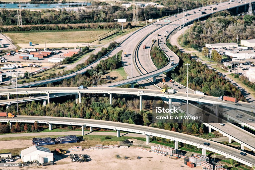 Houston Freeway Interchanges Houston Freeway Interchange Aerial Stock Photo - Download Image Now ...