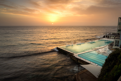 Swimming pool at sunrise, Bondi Beach Australia