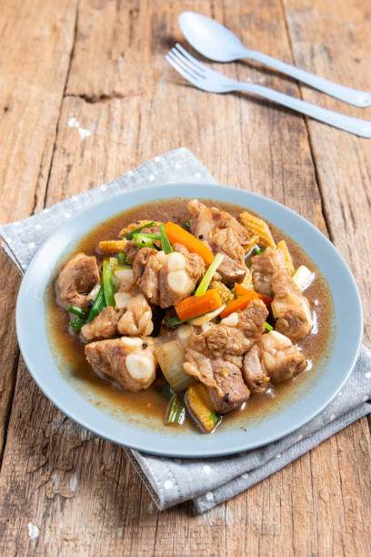 istock Pork spare rib stir fried with soy sauce and black pepper 1134578995
