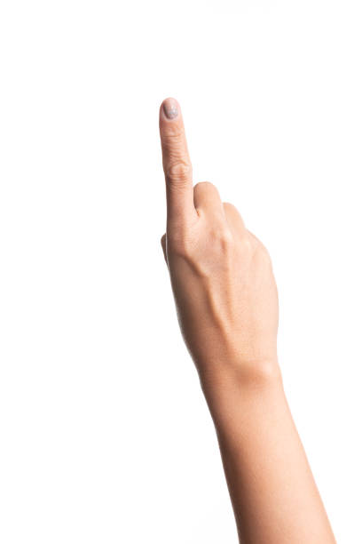 istock Girl hands gesture isolated on white 1134579058